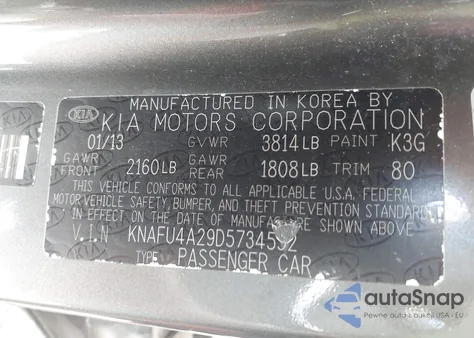 2013 Kia Forte Ex из США, поврежденный, VIN KNAFU4A29D5734552